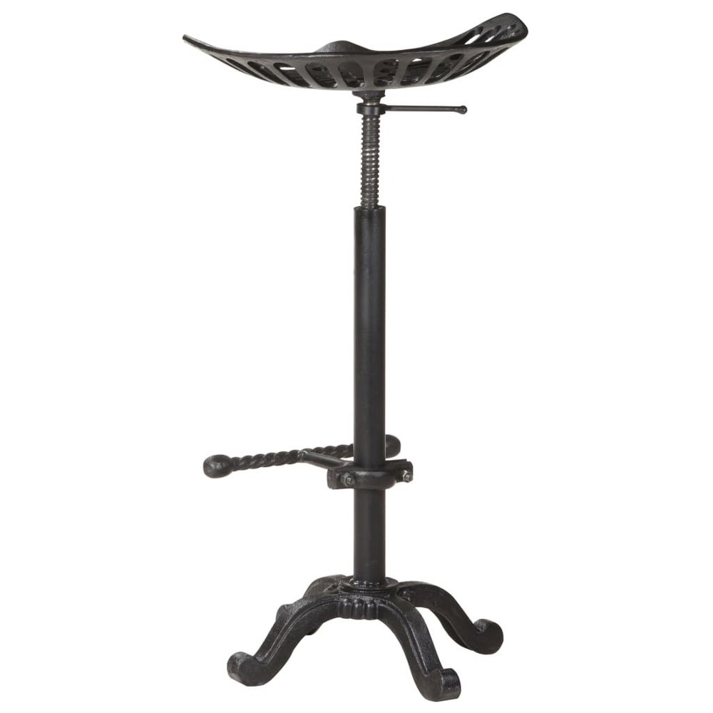 Bar Stool Black Cast Iron Counter Height Adjustable Retro