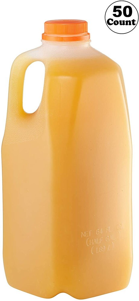 [ 50 Pack ] Empty Plastic Juice Bottles with Tamper Evident Caps 64 Oz.