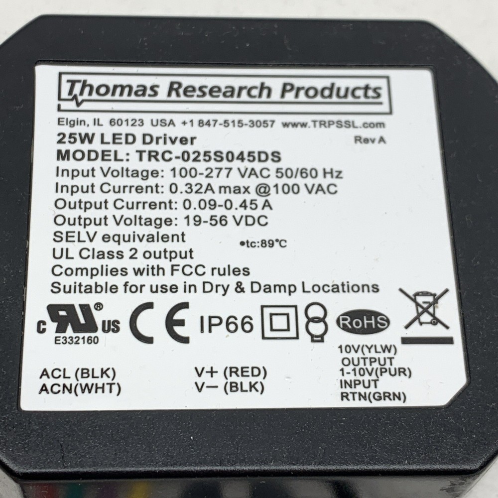 Thomas Research TRC-025S045DS Constant Current Dimmable LED Driver 450mA 25W