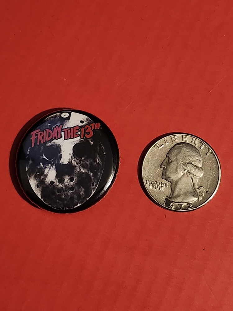 Friday the 13th Mask Button Pin Size 1.25 Small