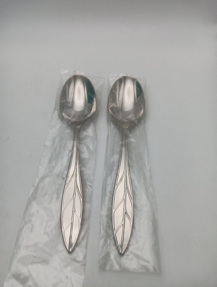 Reed & Barton Arbor Dinner Place Spoon 2pc Set 18/10 Stainless Flatware Glossy