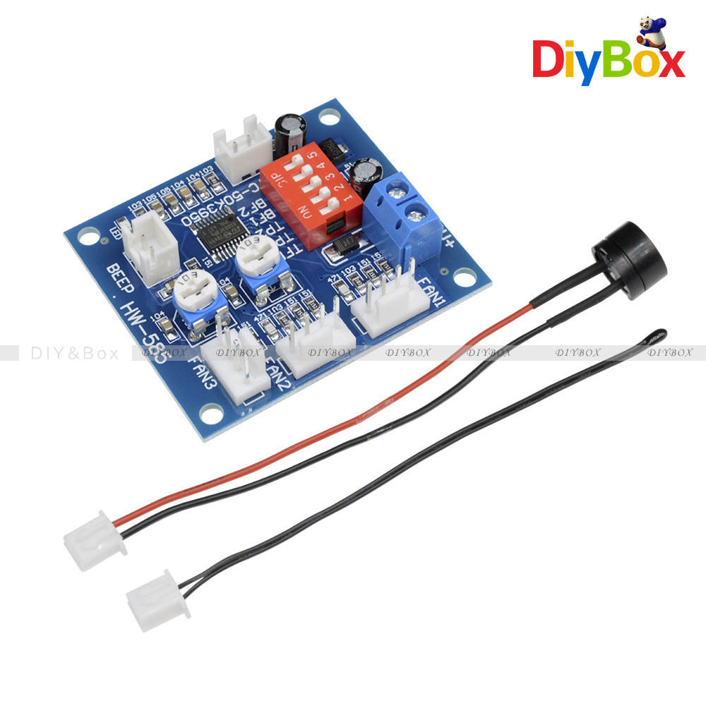 12V PWM PC CPU Fan Temperature Control Speed Controller Module High-Temp Alarm