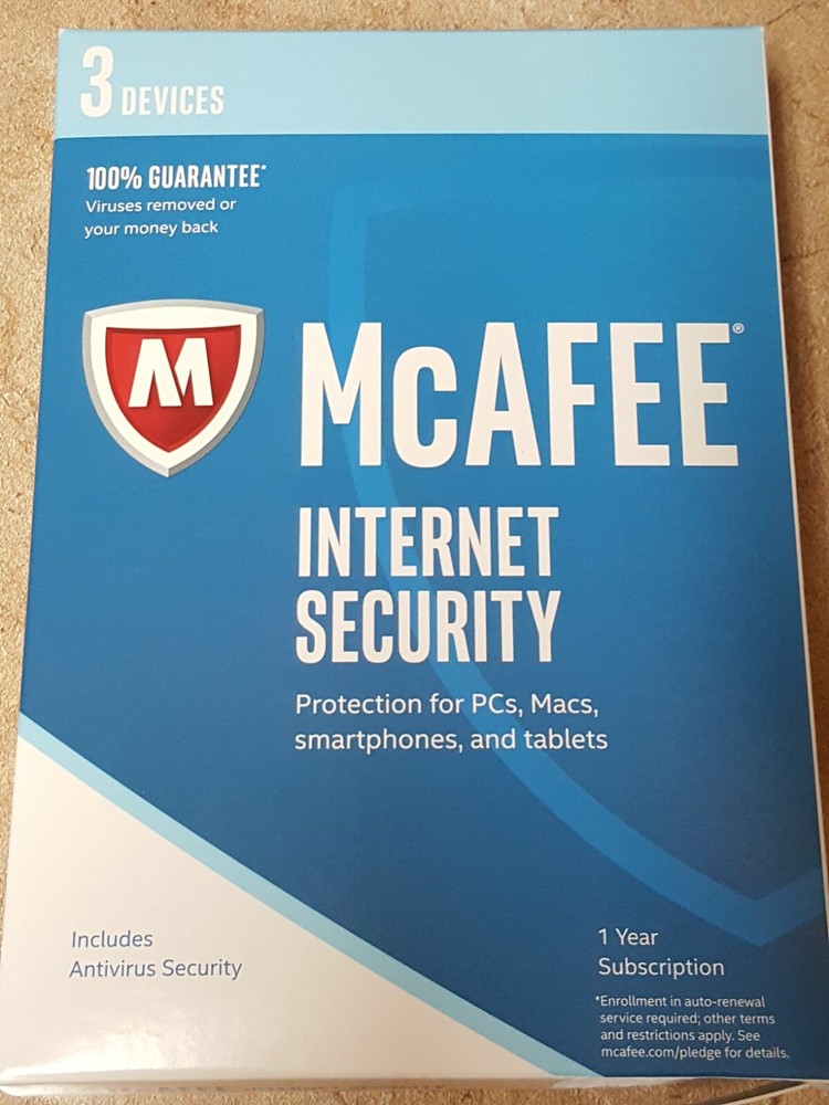McAfee Internet Security 2017 For 1 Year 3 Devices***SEALED Retail Pack