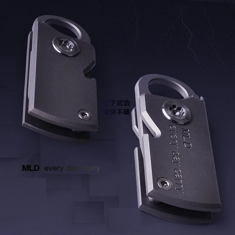 D2 Blade Titanium Knife Hook Mini Pocket EDC Tool Survival Folding Belt Keychain