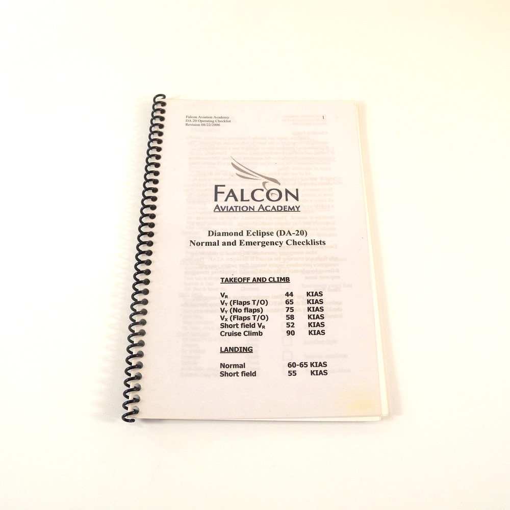 Diamond Eclipse Aircraft DA20 Normal And Emergency Checklist Pilot Training Book