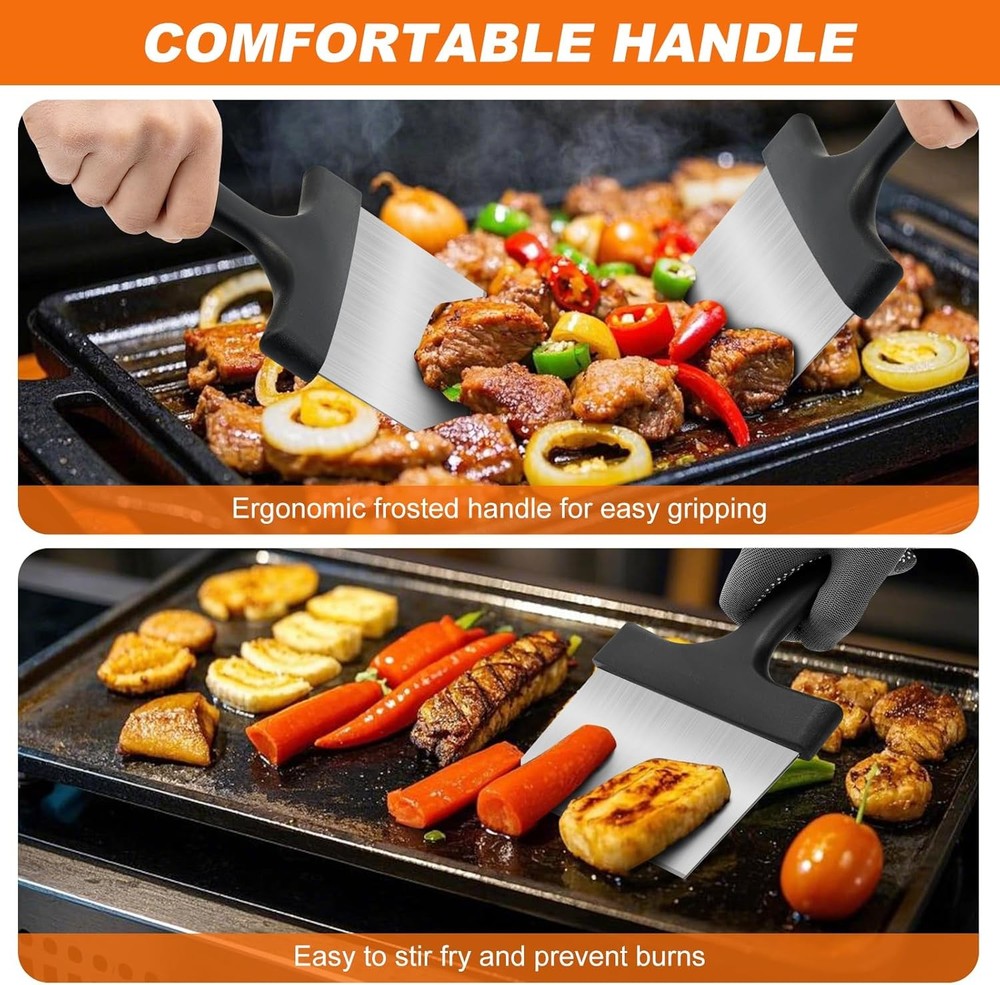 Griddle Scraper, Stainless Steel Flat Top Grill Scraper with 5" Handle,...