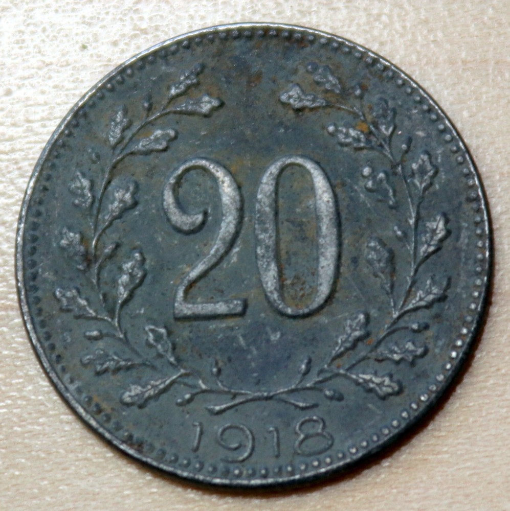1918 Austria 20 Heller Iron WWI
