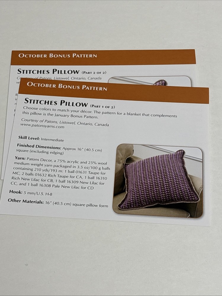 Stitches Pillow Crochet Pattern Cards Pages