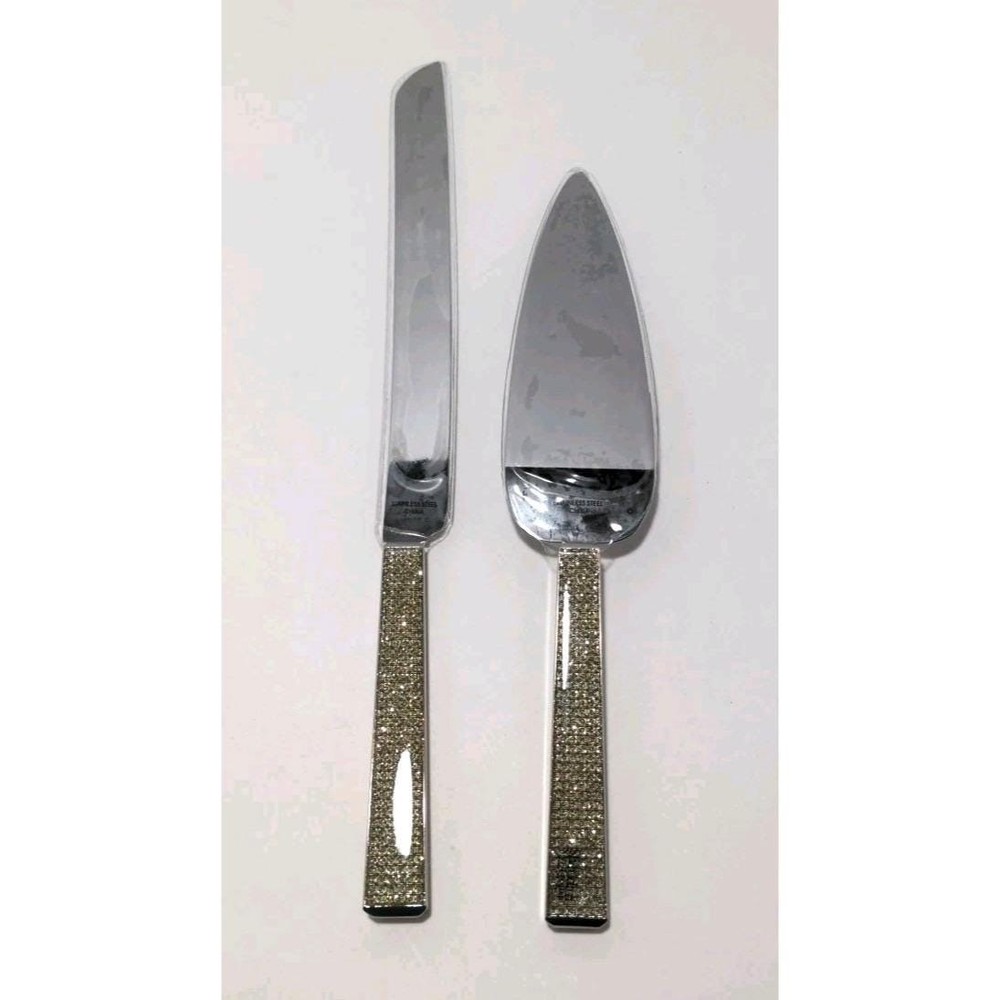 Glitter Diamond Wedding Cake Knife Server Set Rhinestone Handle
