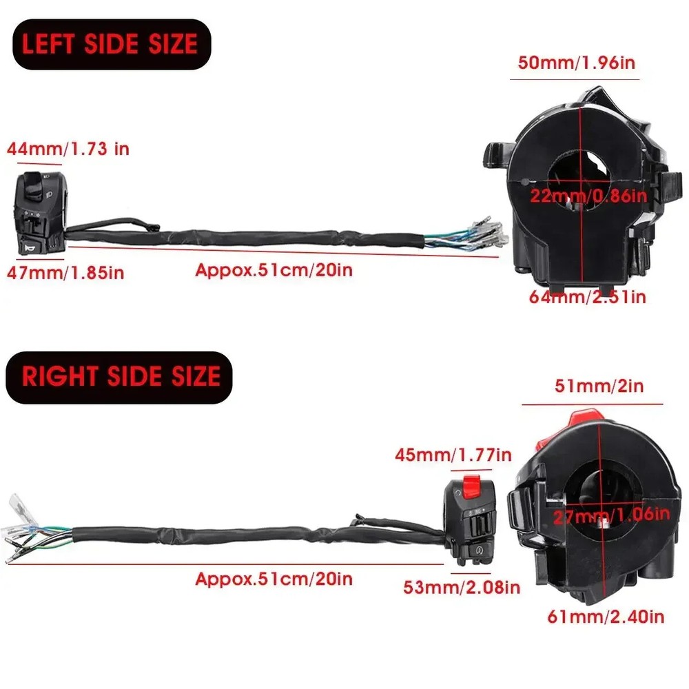 7/8" Left / Right 22mm Universal Motorcycle Handle Bar Handlebar Switch Control