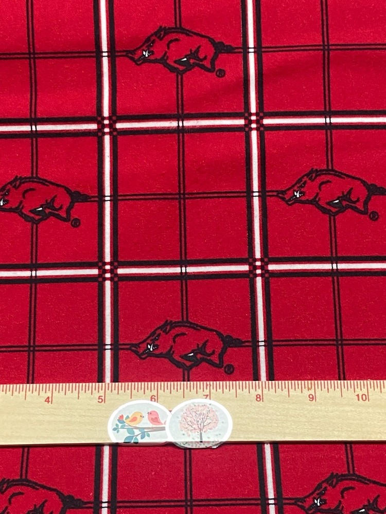 Arkansas Razorback Licensed Flannel Fabric BTY