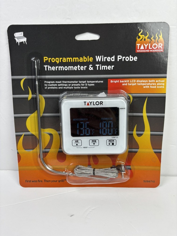 Taylor Programmable Wired Probe Kitchen Thermometer Timer #5286710 SEALED