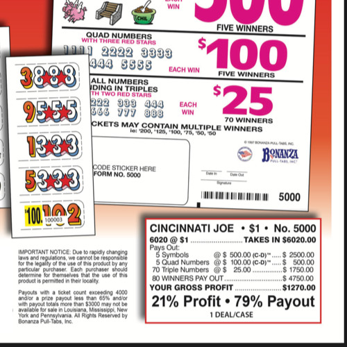 Hard Card - Pull Tickets - Tab Holder - Cincinnati Joe