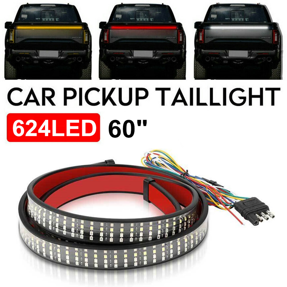 For Chevy Silverado LED Tailgate Light Bar 60" Triple Row 4 Row 6-Function Strip