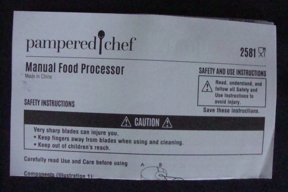Pampered Chef Manual Food Processor 2581
