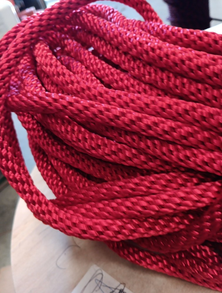 3/8” x 210ft. Solid Braid Polyester Rope. Made in USA. Red