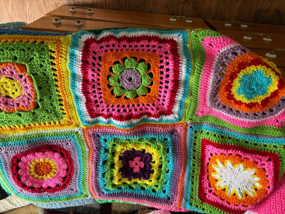 Hand Made Multicolor Afghan 53"x66" New