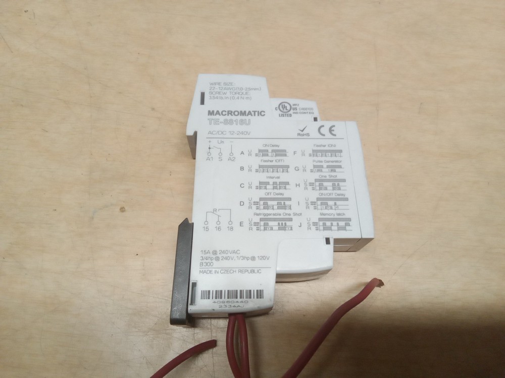 MACROMATIC TE-8816U Time Delay Relay