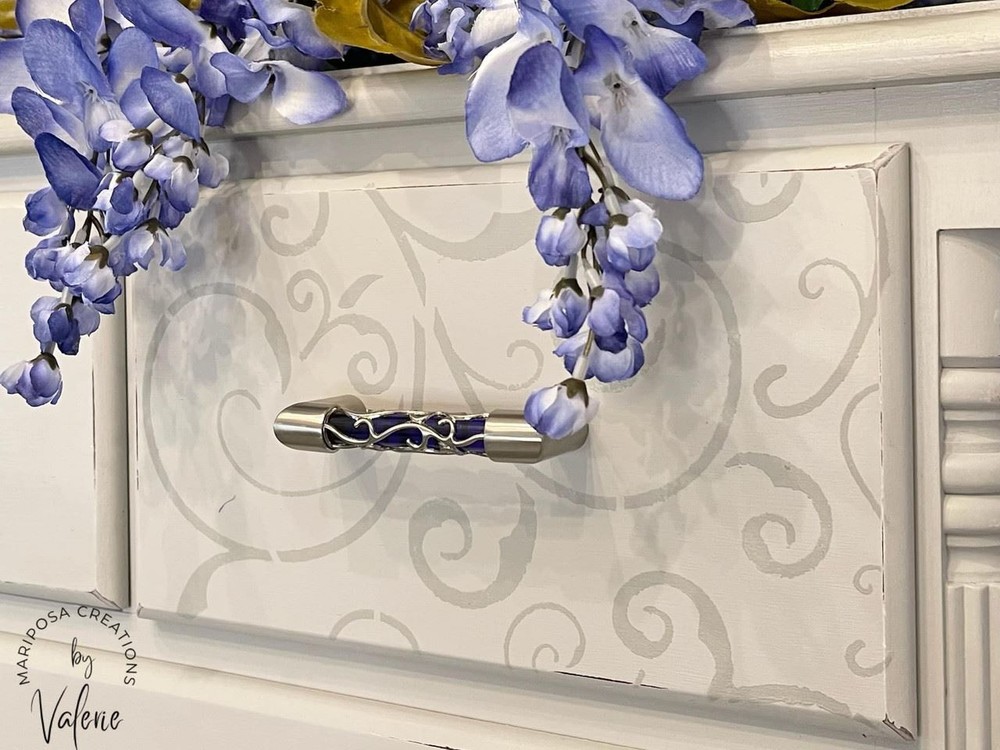 3" Crystal Lace Bar Pull Satin Nickel & Blue