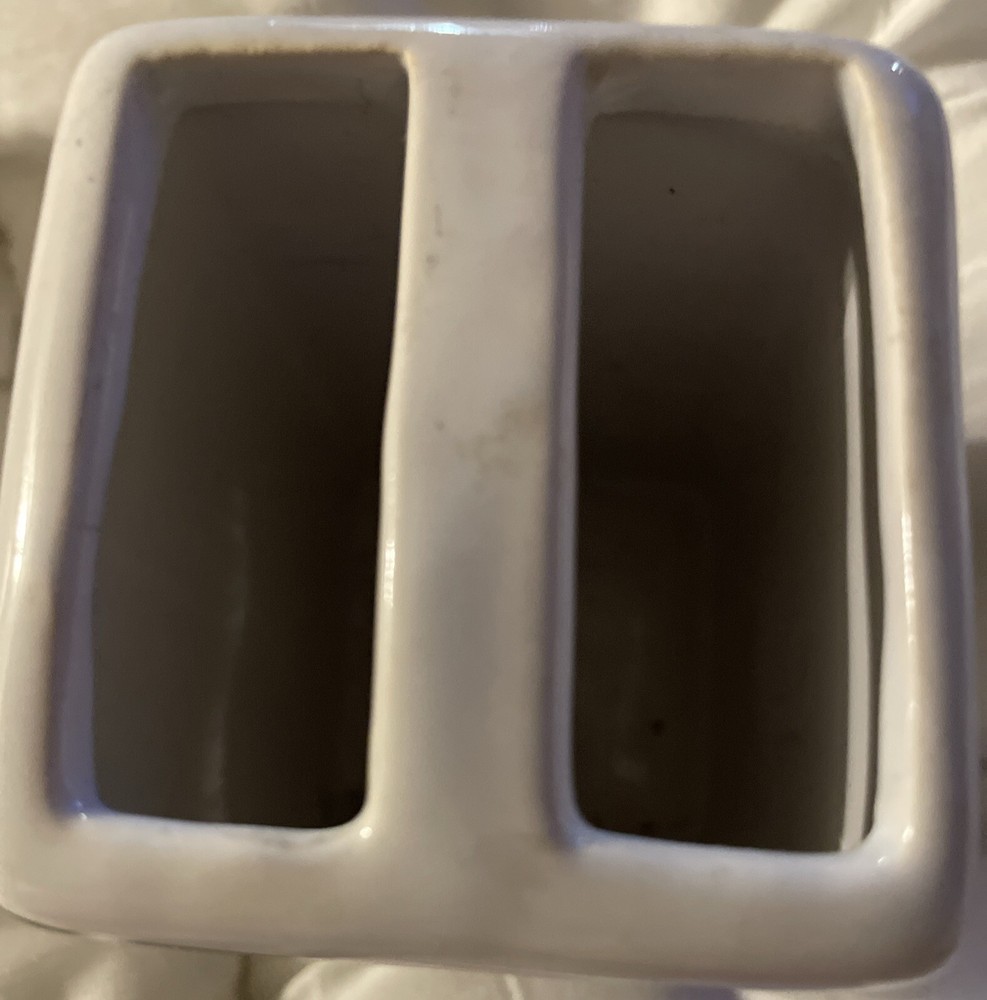 Toothbrush And Paste Holder Ceramic Square