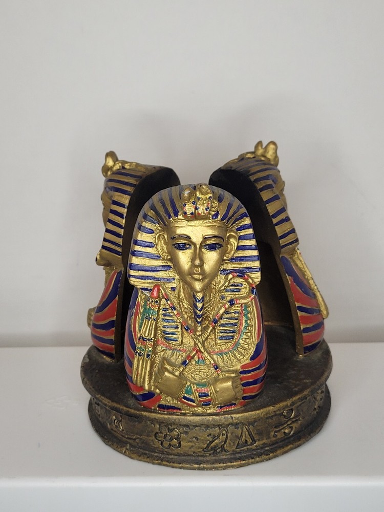 Egyptain pharaoh Bust candle Holder, Has Small Damage Decor Replacement