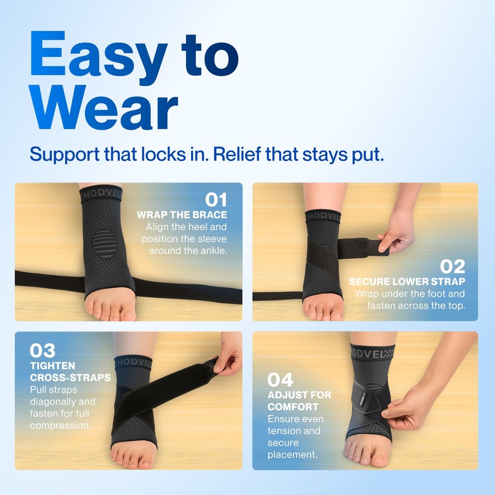 Modvel Foot & Ankle Brace Socks - Adjustable Compression for Pain & Support
