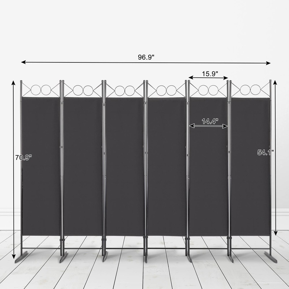 6 Panel Folding Privacy Divider 6 Ft Room Wall Divider Portable Partition Screen