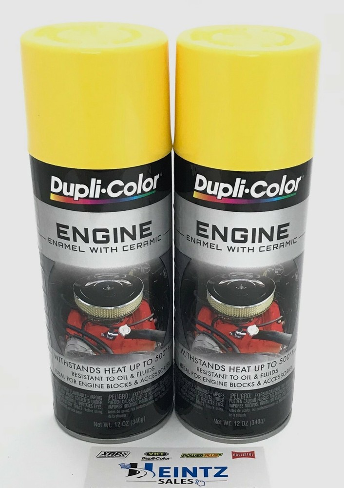 Duplicolor DE1642-2 PACK Engine Enamel with Ceramic Daytona Yellow color - 12 oz