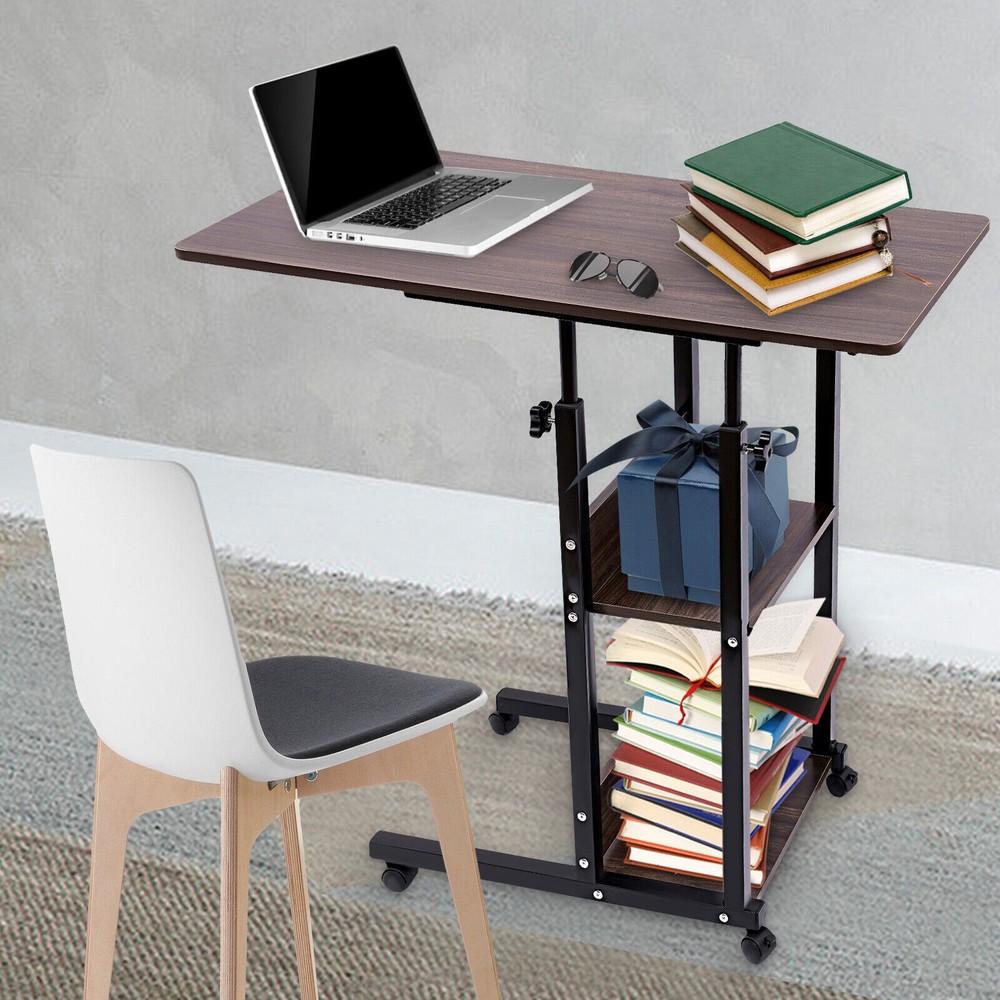 C-Shaped Side Table Adjustable, Height Adjustable C Table with Wheels