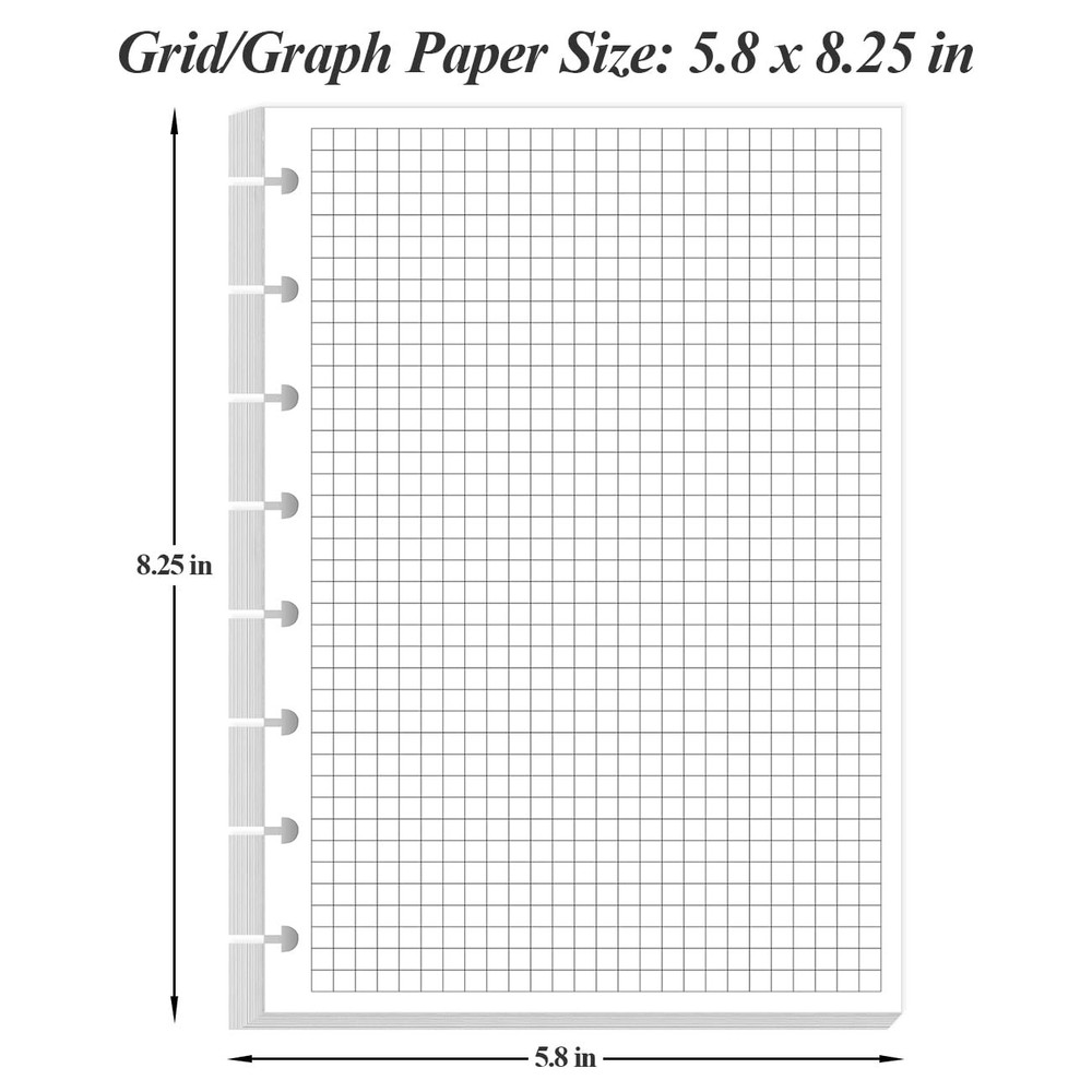 A5 TUL Discbound Grid Refill Paper, 8-Disc Graph Blue,Clear,White