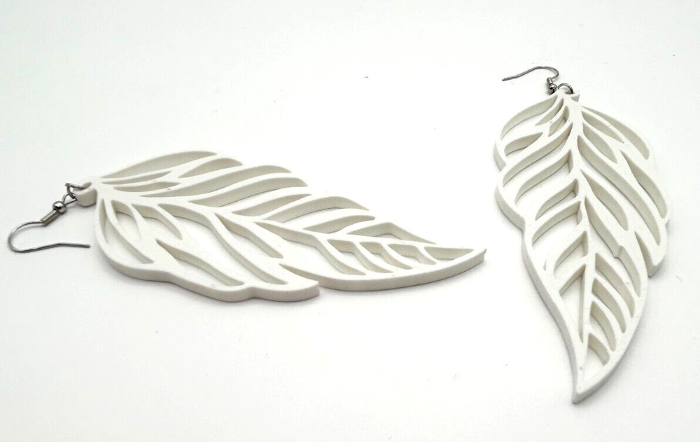 Leaf Motif Dangle Earrings - 3D Printed - Bold