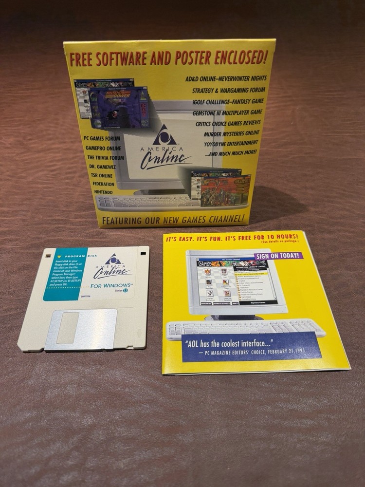 Vintage AOL for Windows 2.5 Floppy Program Disk For Windows 1996