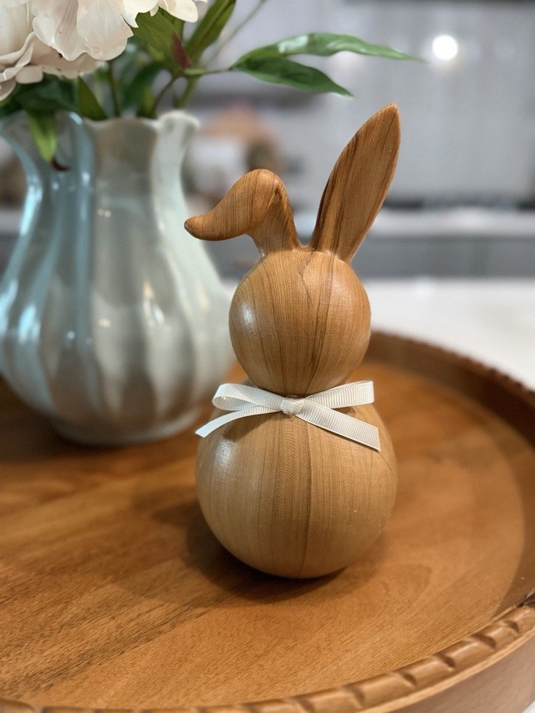 10” Decorative Ceramic Bunny Rabbit| Neutral Pottery Barn Style Spring Decor