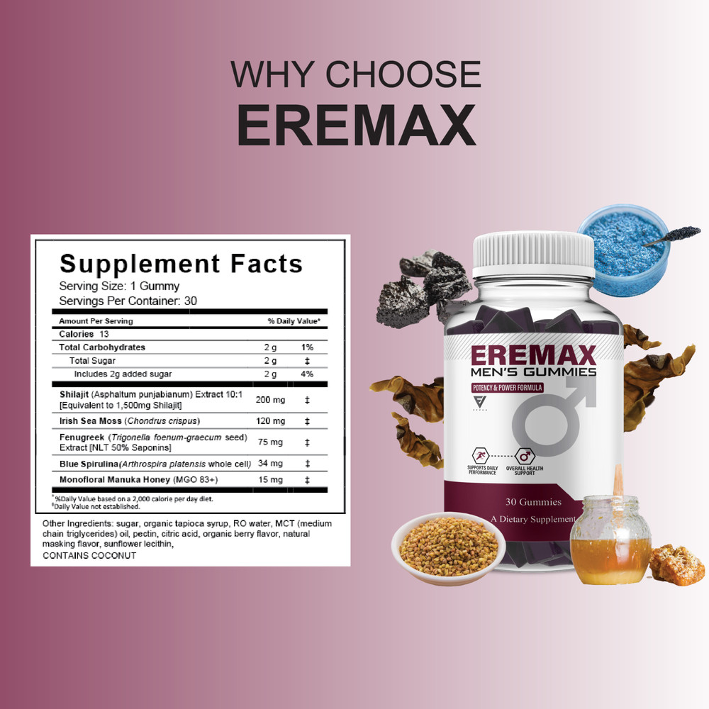 Eremax Performance Gummies, Eremax Advanced Formula (1 Month Supply)