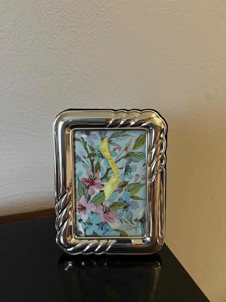 Repurposed Silver Toned Frame with Vintage Card