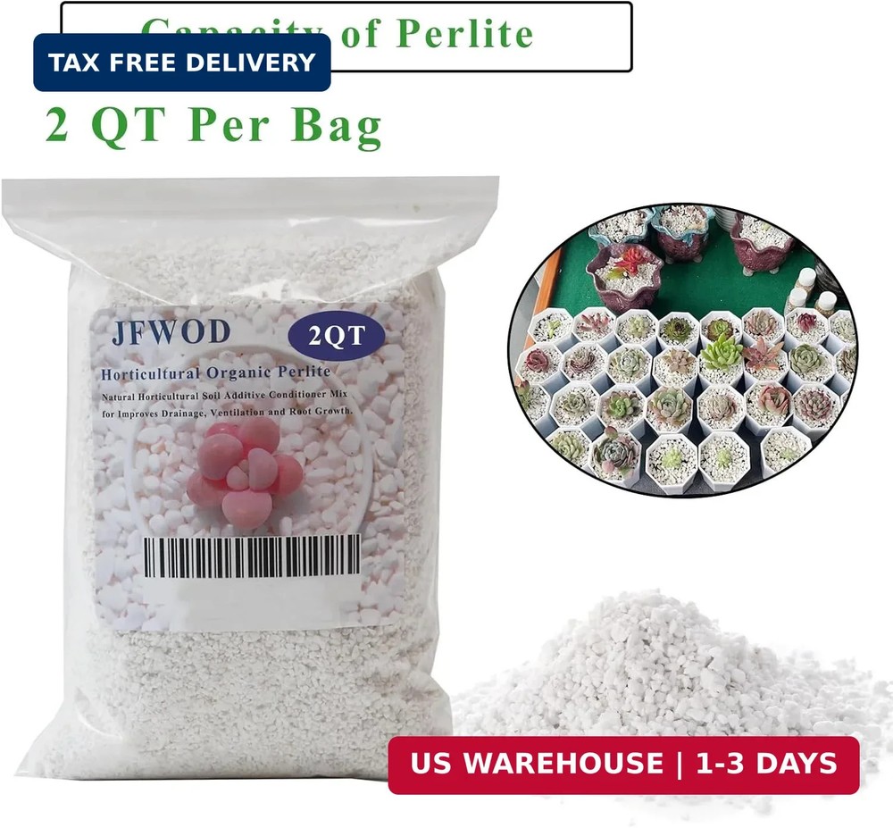 2 Quart Organic Perlite Horticultural Soil Amendment for Plants and Enhanced Dra