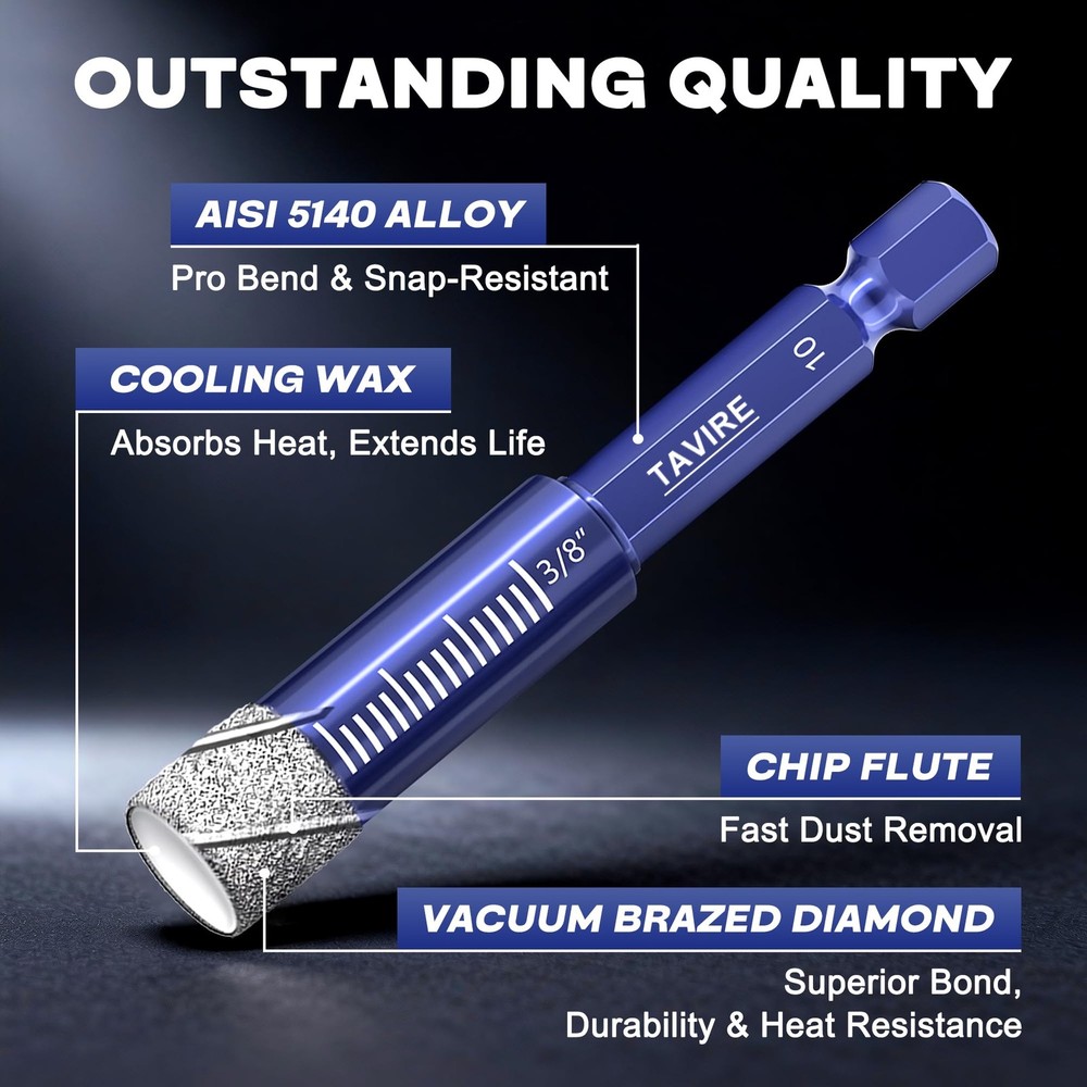 9-Piece Dry Diamond Drill Bit Set for...
