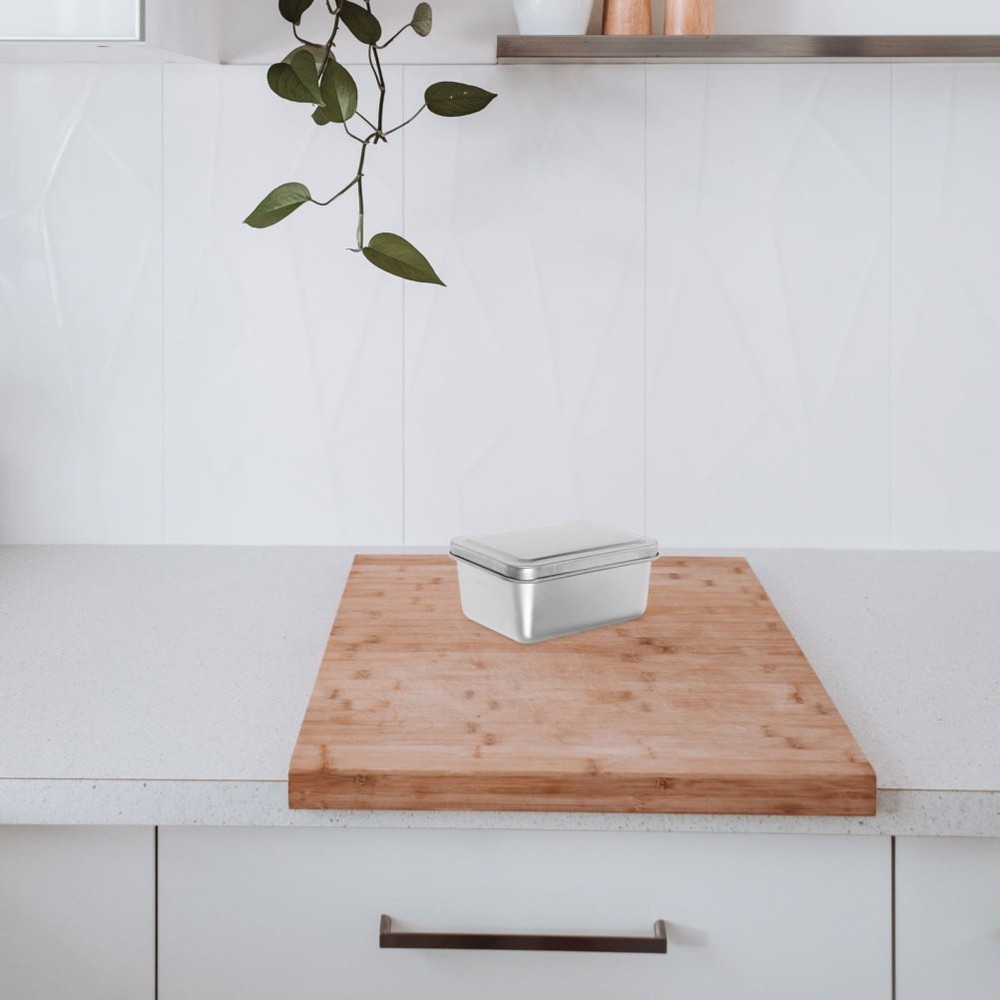 2pcs Baking Pan With Lid: Stainless Steel Food Storage Container - Rectangular