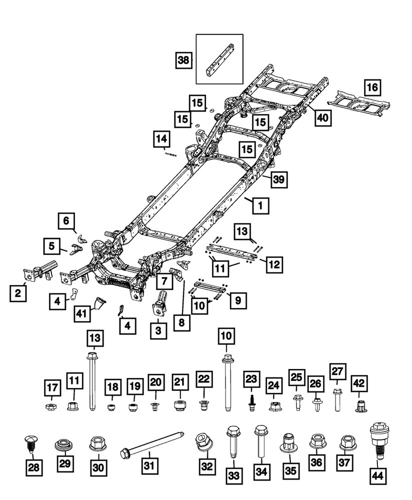 Genuine Mopar Left Front Rail Kit 68400285AB