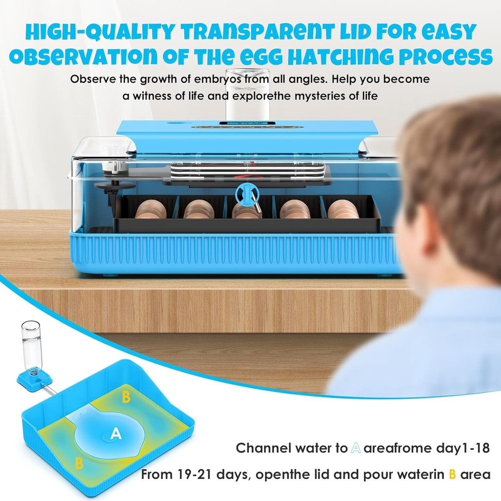 25 Egg Incubator Digital Poultry Hatcher Machine with Automatic Egg Turning, Inc