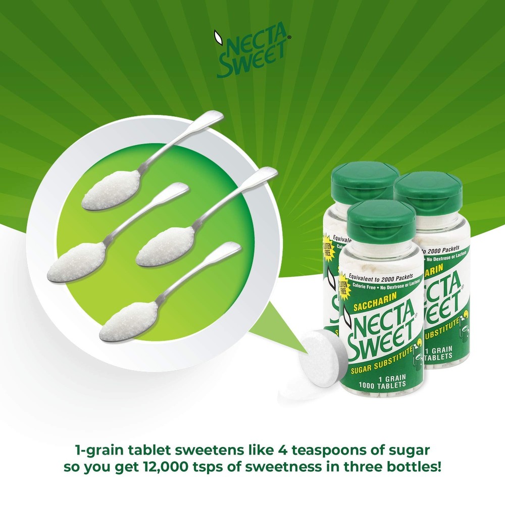 Necta Sweet 1 - Grain Saccharin Tablets - Zero-Calorie Sugar Substitutes ( 3
