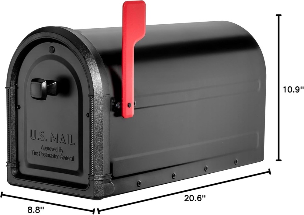 Architectural Mailboxes Roxbury Modern Galvanized Steel Post Mount Black Mailbox