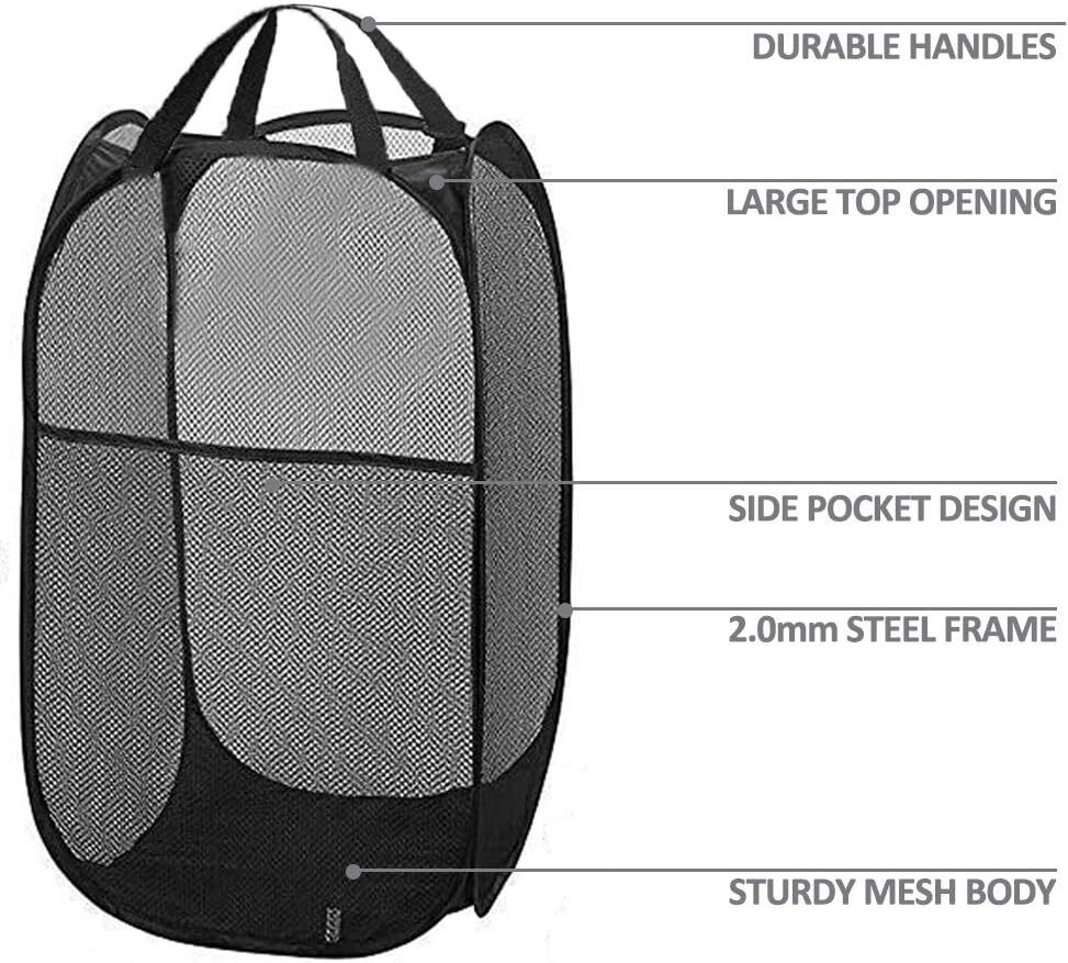 2PCS Collapsible Pop up Laundry Bag Foldable Hamper Large Mesh Clothes Basket US