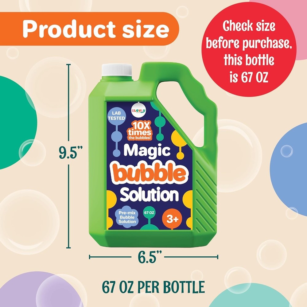 67 OZ Iridescent Bubble Solution Refill | Non-Toxic Pre-Mix Bubble Refill Sol...