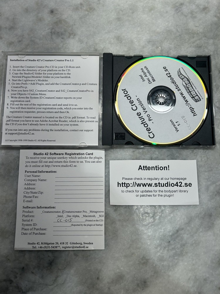 VINTAGE- 1999 Studio 42 Creator Creature Pro Version