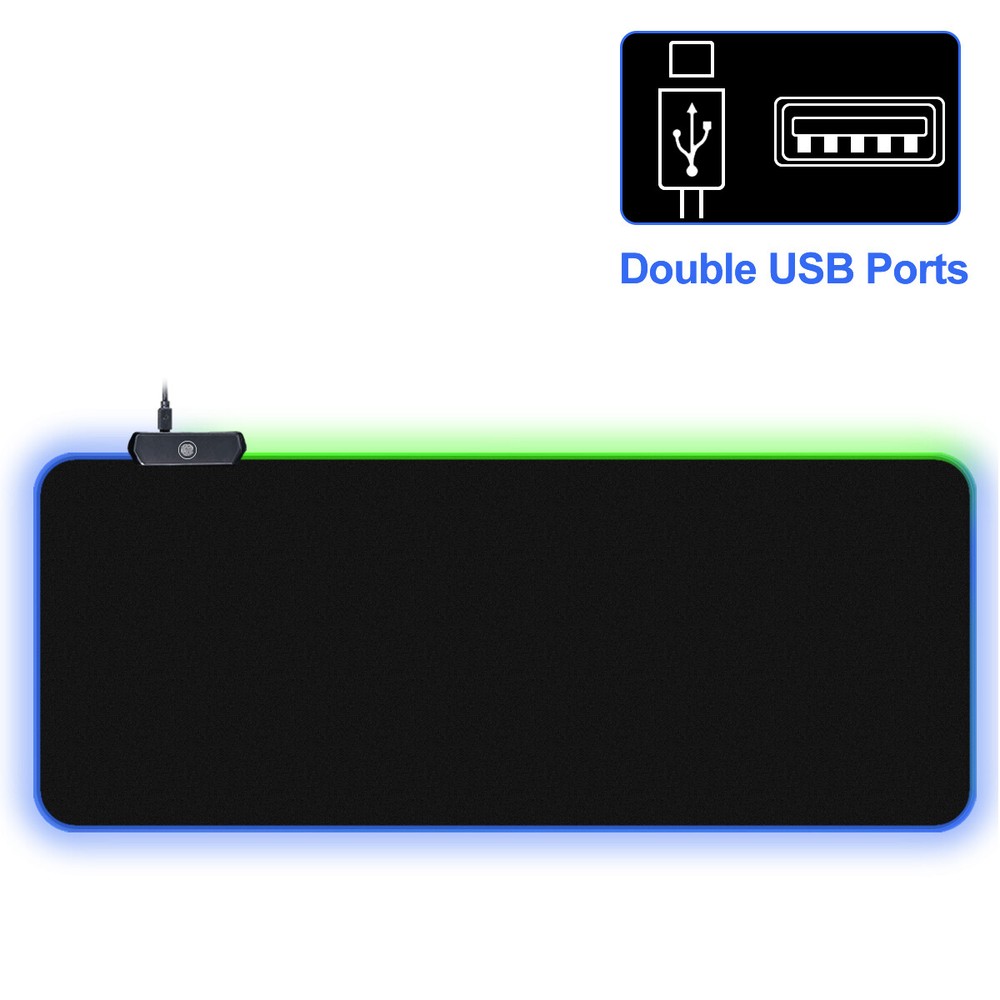 Gaming Mouse Pad RGB LED Light Computer Keyboard Mouse Mat 8 Colors Large Size