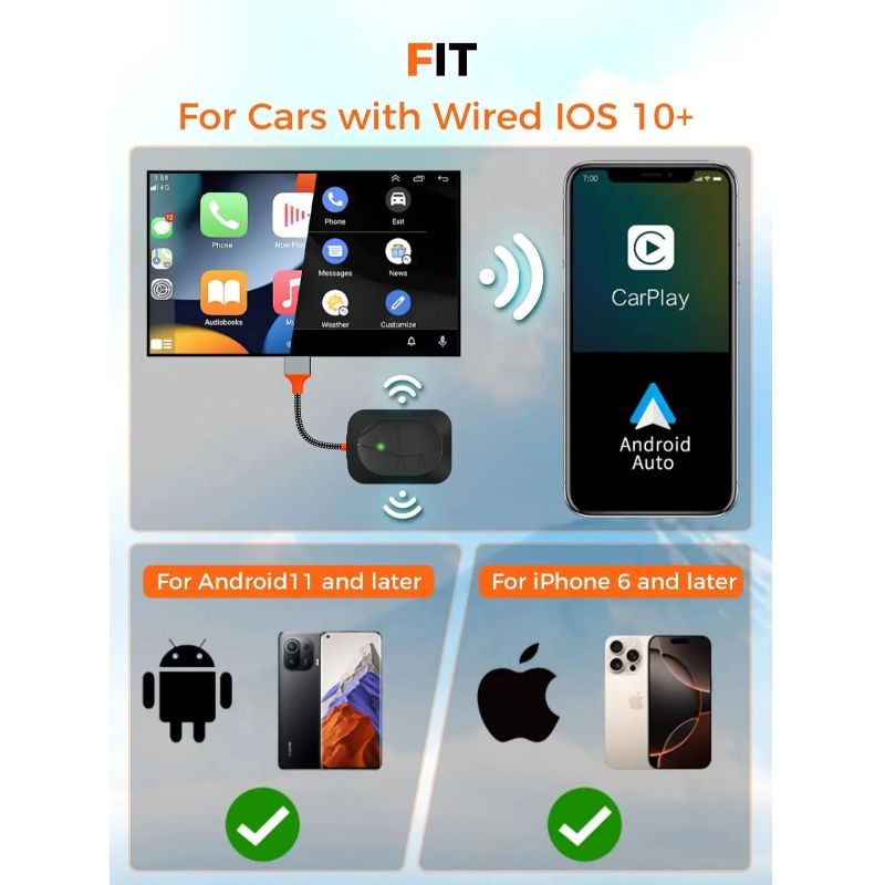 Mini Wireless Carplay Dongle Android Auto Adapter USB Car Connect Box Adapter