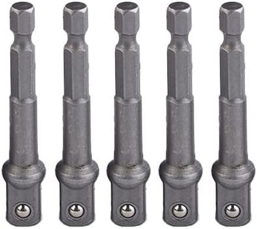 5 Pieces Impact Square Socket Adapter  1/4  Hex Shank to 3/8 Square Socket Bit