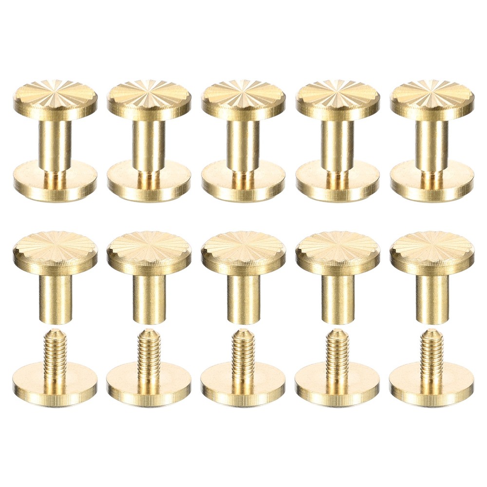 10Pack Brass Chicago Screws, 4x7x10mm Post Nail Stud Rivets for Leather Craft