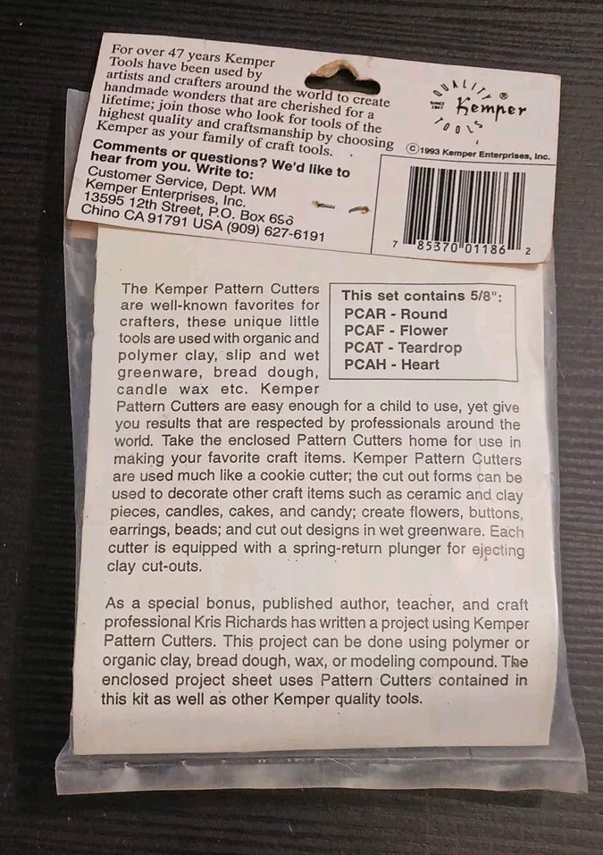 Kemper Tools Clay Cutters Pattern Cutter Set 3/4" Basic Set Made in USA